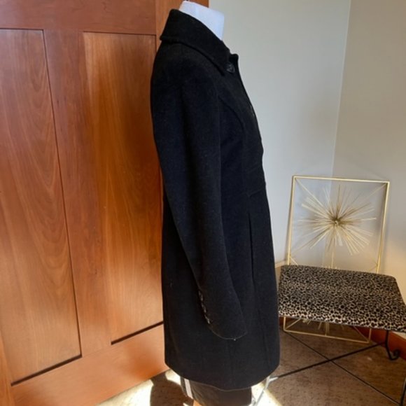 Anne Klein Lambswool/Cashmere Blend (soft) Black 4 Button Collared Coat Size 2P - Picture 4 of 9